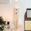 Woven Wall Hanging Wall Decoration with Long Tassel- White Cotton Handmade Home Decor Art Craft for Bedroom Dorm Garden