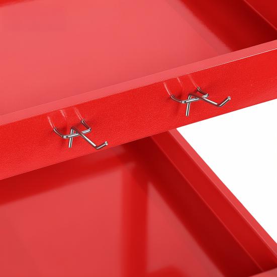 Three Tier Tool Cart 3-Tier Rolling Cart, Metal Heavy Duty Utility with Side Hooks, Mobile Organizer 4 Wheels, Handle, 330lbs Load Capacity