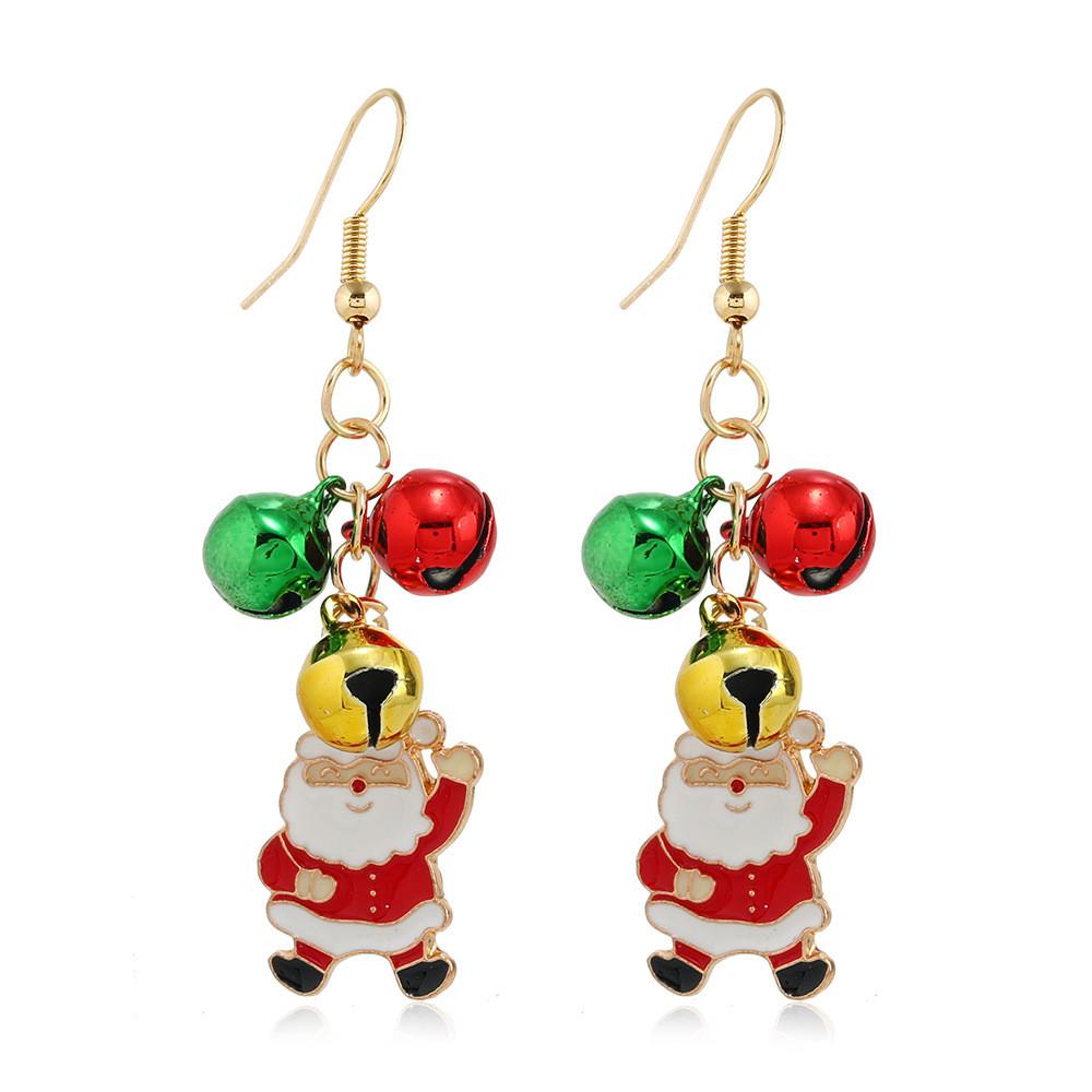 Party Christmas Earrings With Snowflake Bell For Women Holiday Accessory Gift