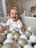 Parco giochi in schiuma con piscina 90x30 Velluto a coste Beige 200 palline: trasparente, bianco, perla, oro chiaro, opalescente