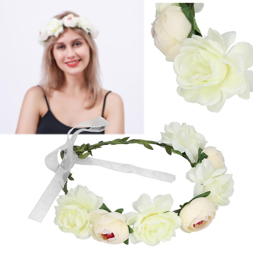   Flower Wreath Headband Floral Garland Headpiece Artificial Floral Crown for Women
