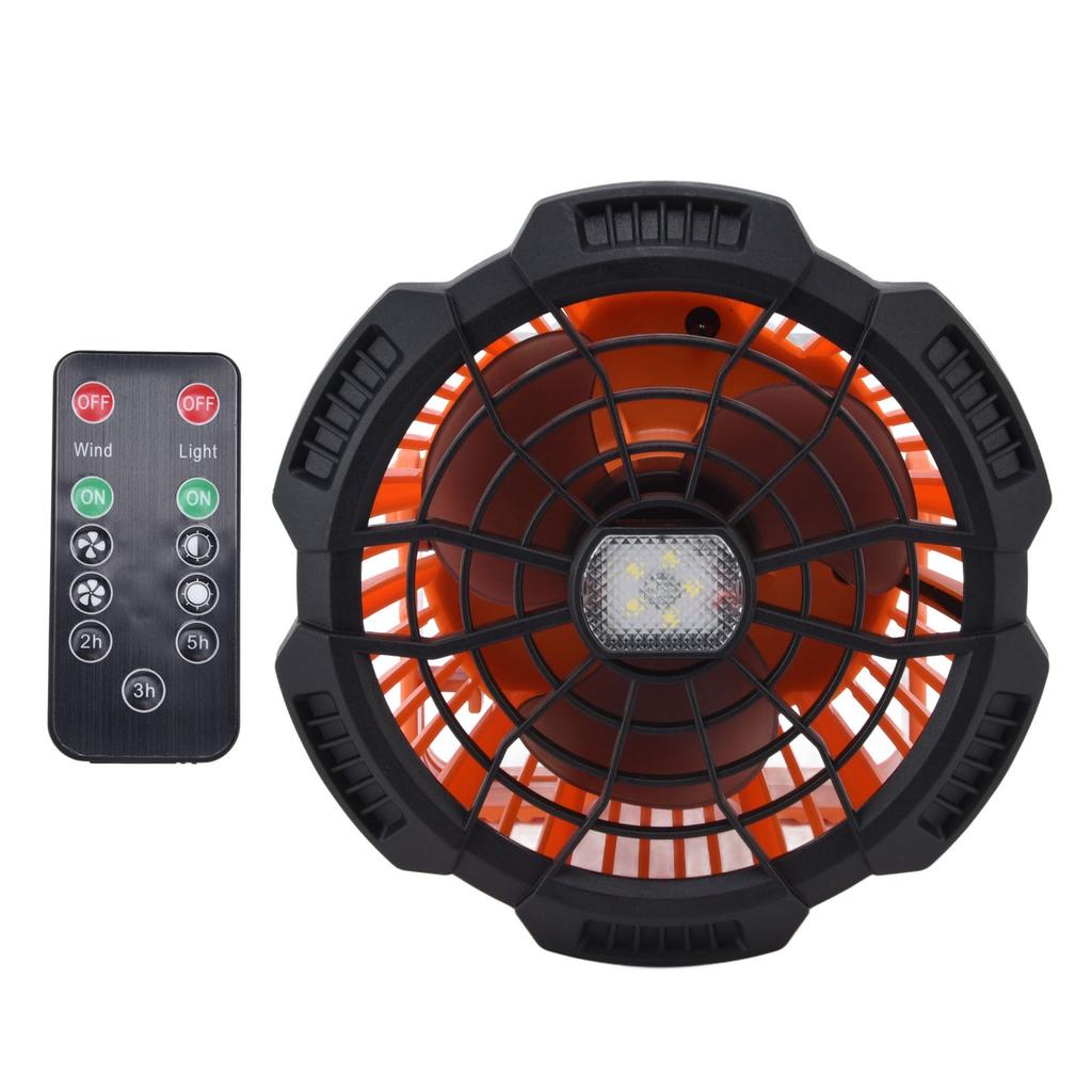 Campingventilator mit Licht Leise USB-Aufladung 180 Grad Drehung Tragbares Hakendesign 5 LED-Ventilator für Zelt