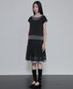 Peulleeoeob Layered Crinkle Check Skirt (Fl-269_Black)
