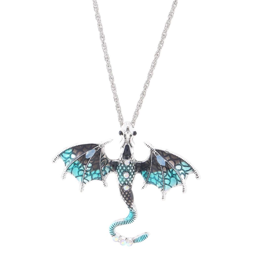 Retro Drip Cartoon Drachen Anhänger Halskette mit Diamanten - Europäischer & Amerikanischer Disco Hip Hop Stil