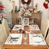 Christmas Placemats Set of 4 - Hand Wash Only Polyester Table Mats, Nutcracker and Xmas Tree Design, Woven Rectangle Holiday Dec