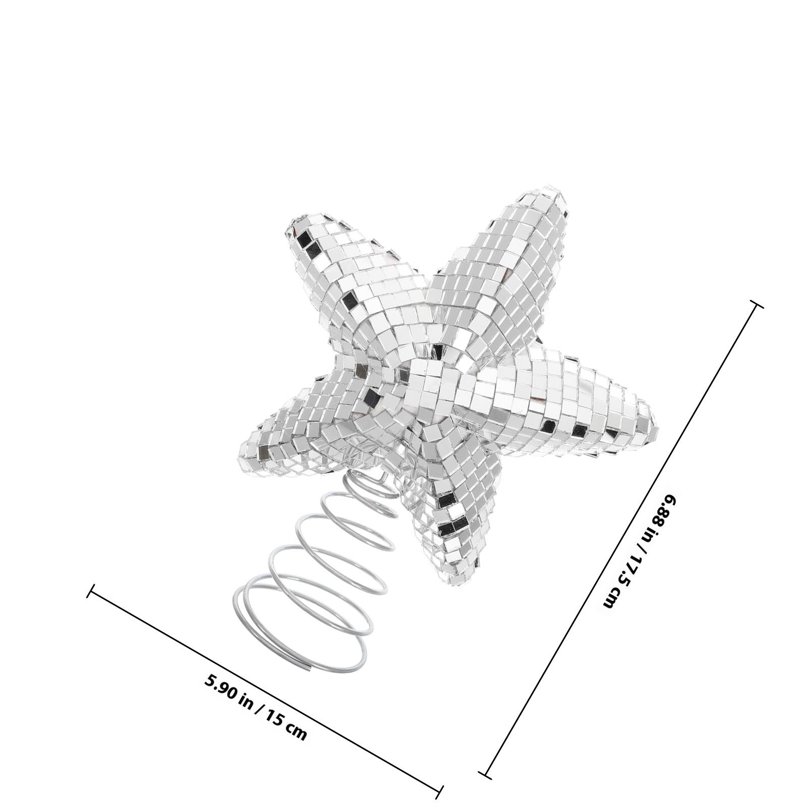 Golden Christmas Tree Topper Disco Ball Glitter Star Mini Xmas Tree Decoration Sparkling Disco Ball Ornament Xmas Star Top серебряный