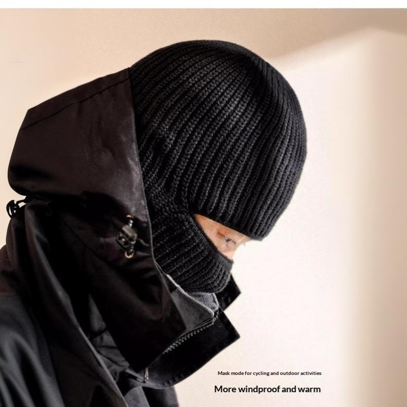 2Pcs Warm Knitted Ski Mask Cap 2In1 Winter Beanies Hats For Men Women Windproof Full Face Ski Mask Bonnet Cycling Earmuffs Hat
