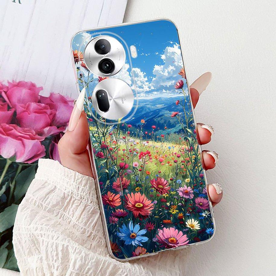 For OPPO Reno 11 Pro 5G Case CPH2607 New Fashion Flower Butterfly Silicone Clear Soft Phone Case On OPPO Reno11 5G CPH2599 Funda