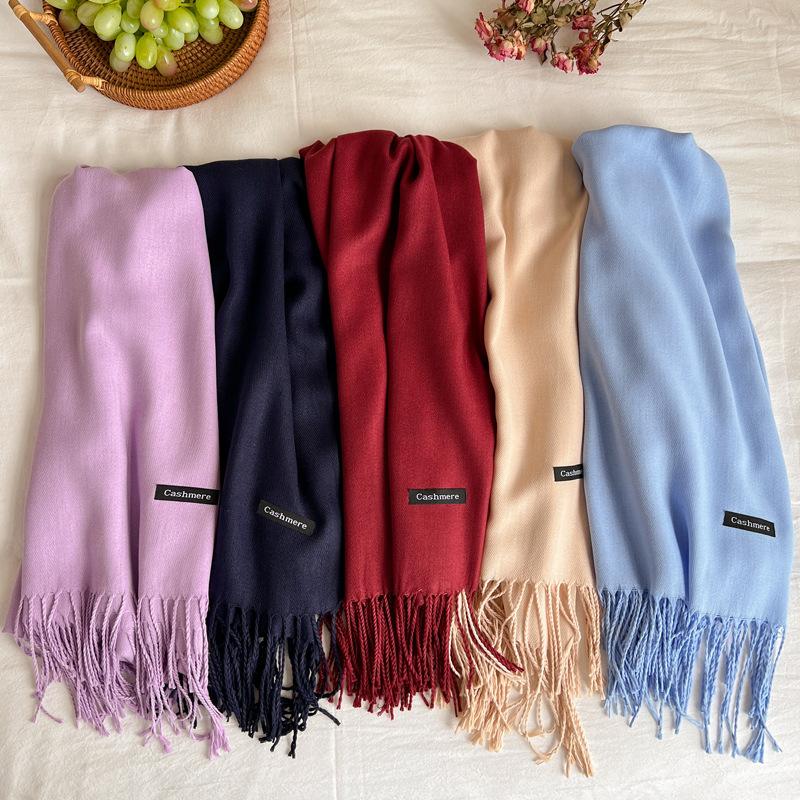 Green winter new solid color imitation cashmere scarf versatile gift men's and women's shawl tide