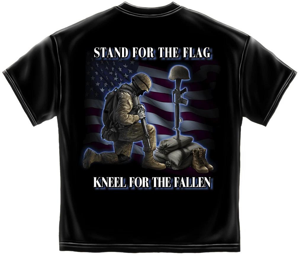 

New STAND FOR THE FLAG KNEEL FOR THE FALLEN T Shirt PATRIOTIC USA MILITARY XL