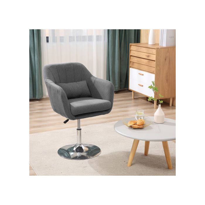 Work Stool - MUVOE - Swivel Chair - Height Adjustable - Polyester and Linen - Dark Gray