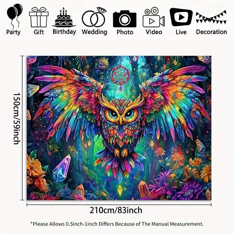 2D Flat Printing Dreamcatcher Owl Backdrop for Spiritual and Bohemian Photoshoot
