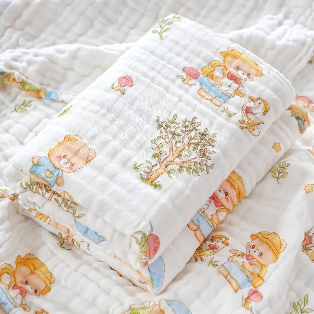 High-Density Six-Layer Pure Cotton Baby Bath Towel and Swaddling Blanket for Newborns and Children