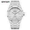 SANDA Men's Waterproof Mechanical Watch with Solid Steel Band and Calendar