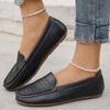Large size flat bottom hollow breathable single shoes women's spring and autumn new solid color versatile round head one pedal Doudou shoes