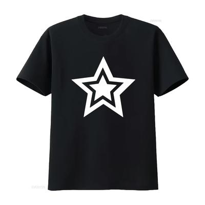 T-shirt en coton étoiles stylées TA004128 Parfait pour les amateurs de mode américaine vintage Lavé mode homme graphique Doux Polyvalent