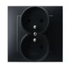Double Socket with Grounding, Complete with Frame - Matt Black, SZAFIR GP-2Z