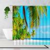 Zen Bamboo Forest Shower Curtain Summer Forest Jungle Waterfall Rock Nature Scenery Bath Curtains Set Green Landscape Bathroom