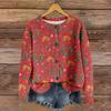 Women's Round Neck Top Printing Thickened Plush Cashmere Warm Long Top