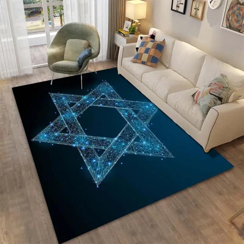Sechszackiger Stern Davidstern Muster Teppich für Schlafzimmer Teppich Schlafzimmer Heimdeko Wohnzimmer Teppich Matte Geschenk Teppich Heimteppiche für Bett