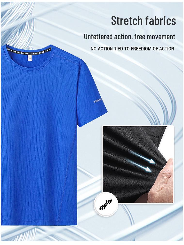 Quick-Dry Men's Plus Size Round Neck Short Sleeve T-Shirt (L-9XL) - Thin Summer Top, Fits Up To 300 Jin