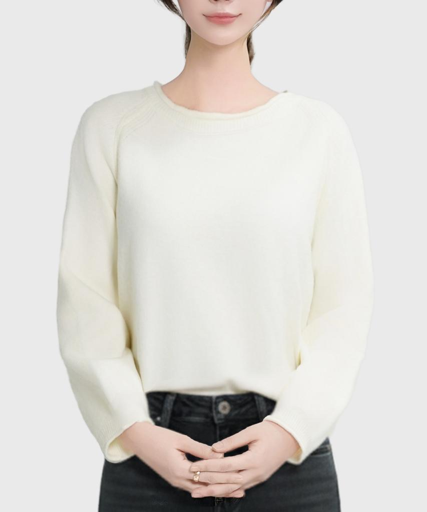 Keulleiseu Mila Comfortable Women'S Round Neck Knit Sweater_Red