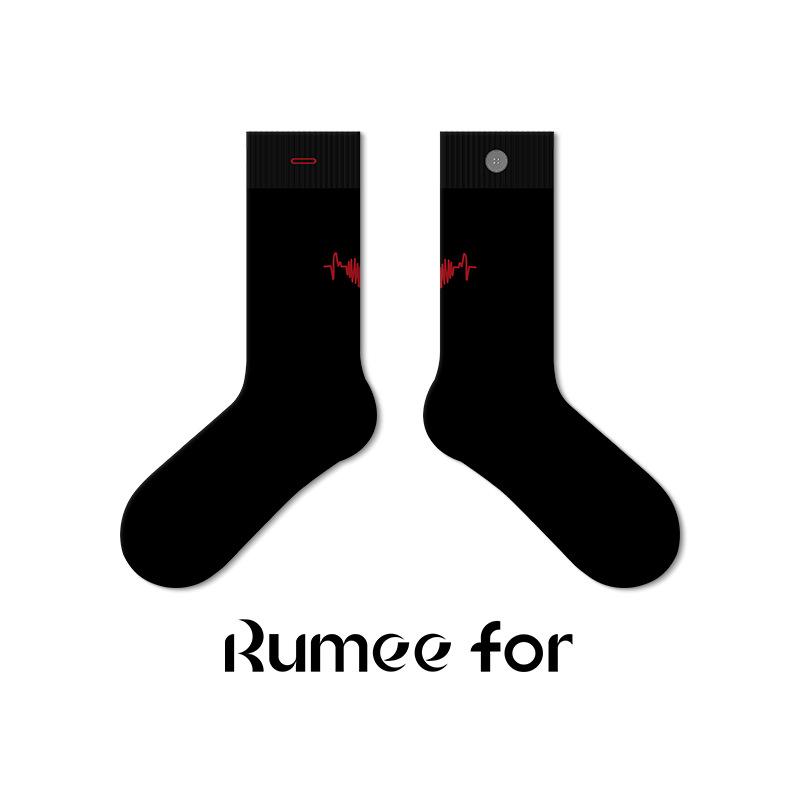 Trendy Spring/Summer Embroidered Button Design Mid-Calf Socks for Men & Women