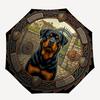 Rottweiler Guardian Frame pattern umbrella, portable and foldable design, 8 ribs, a casual accessory for Halloween, Christmas, and birthday gifts.