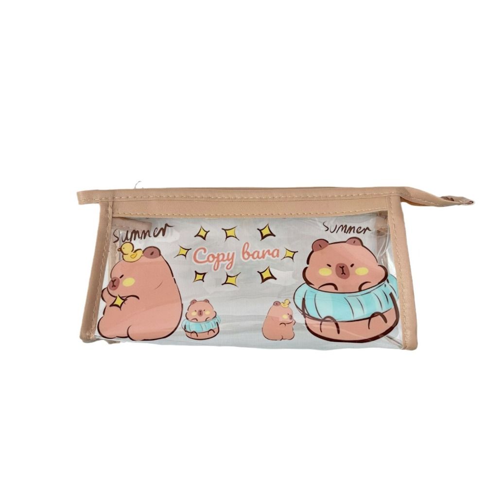 Kawaii Cartoon Pen Bag Aesthetic Stationery Bag Desktop Organizer Capybara Pencil Bag Office
