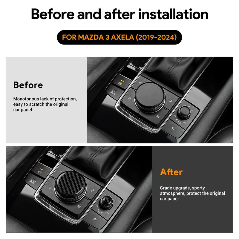 Carbon Fiber For Mazda 3 Axela -2025 Multimedia Control Knob Trim Anti Scratch Interior Decor Protective Car Accessories