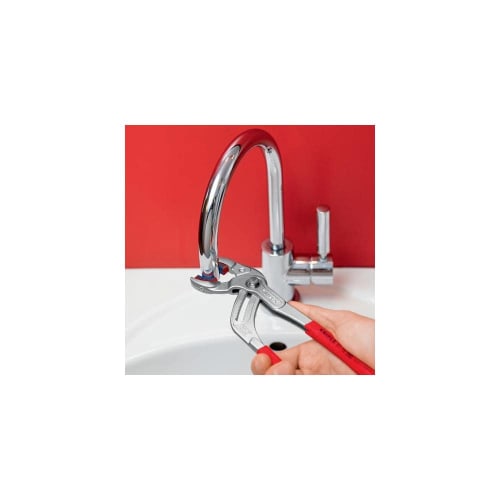 Knipex Pipe Pliers, 250mm Long, with Plastic Jaws, Plastic-Coated Handles, Chrome Plated, 8113-250