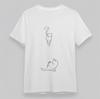 Men's Fashion Classic T-Shirt Minimalist Cat With Flower Line Art Plus Size Tee