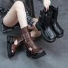 Fashion 6.5CM New Women Gladiator Sandals Summer Thick High Heel Platform Genuine Leather Hollow Roman Sandals Women Mid Calf Cool Boots