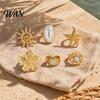 Sunflower Ring 6Pcs/Set Finger Set, Ocean Style Adjustable with Imitation Starfish Pearl And Shell Texture, Bohemian Stackable Rings for Women Hollow