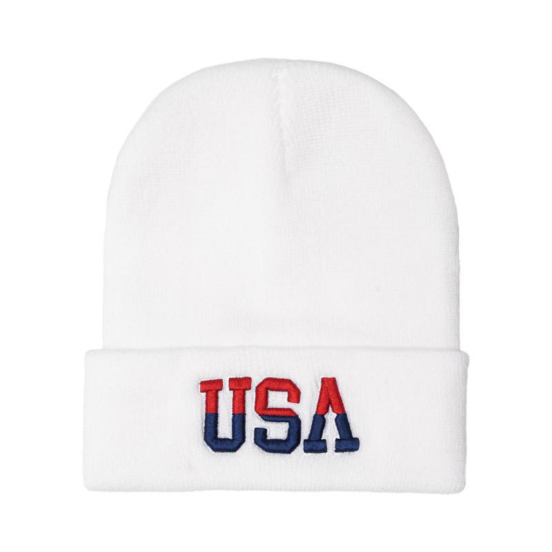 Unisex Trendy USA Letter Embroidery Knit Hat - Autumn/Winter European/American Style