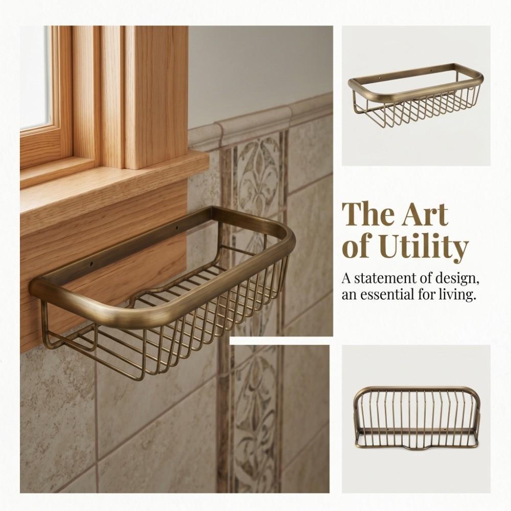 Wall Mount Shower Caddy Basket Shampoo Storage Holder  Bathroom Shower Washroom Restroom Kitchen