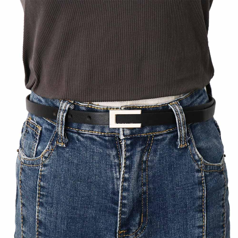 New Vintage Korean Female Trouser Dress Decoration Leather Belt Metal  Buckle Thin Waistband