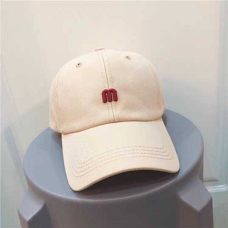 Trendy M Beige Letter Soft Brim Baseball Hat For Women Sunshield Summer