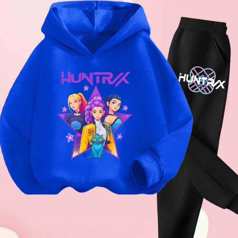 K-pop Охотники на демонов Детский мультяшный комплект из 2 предметов: толстовка с длинным рукавом и брюки. Наряд для малышей, младенцев, девочек, мальчиков. Бутиковая одежда, костюм.