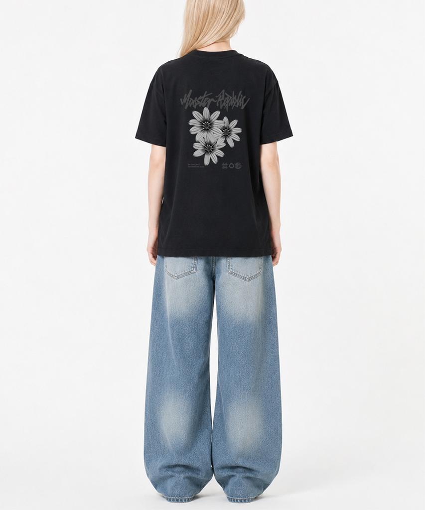 MONSTER REPUBLIC Daisy Flower Gray T-Shirt Black_9129