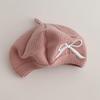 Girls Beret Embroidered Bow Baby Wool Knitted Hat Cute Children Winter Warm Baby Cap