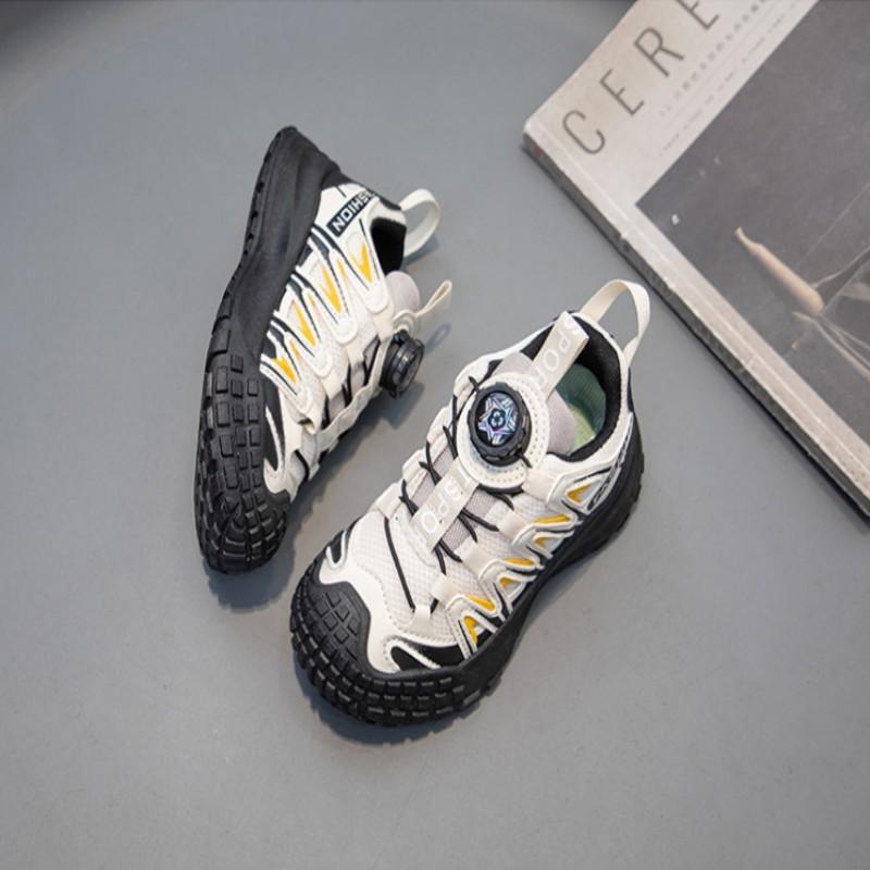 2025 Autumn New Boys' Tire Bottom Sports Shoes Double Mesh Girls' Rotating Buckle Ultra Light Bottom Leisure Running Shoes 26-37