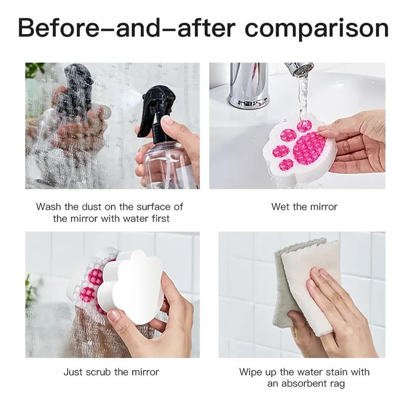 2/4pcs Mirror Wipe, Mirror Cleaning Sponge, Bathroom Kitchen Car Glass Cleaning Brush, Mirror Decontamination Sponge