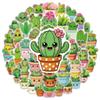 50Pcs Cute Cacti And Succulents Meme Graffiti Stickers Q-Style Plants Cartoon Decal Diy Notebook Phone Guitar Classic Kid Toys