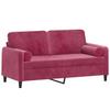 Vidaxl 2-Osobowa Sofa Z Poduszkami, Winna Czerwień, 140 Cm, Aksamit