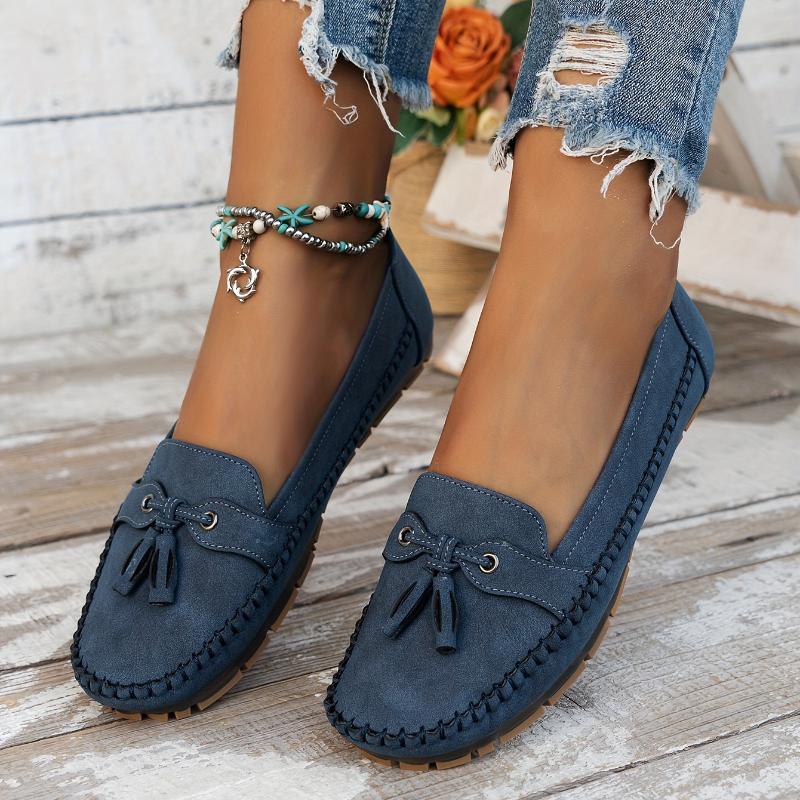 Vintage Style Women's Ballet Flats Soft Comfortable Round Toe Slip-On Loafers with Wheat Bowknot, Lightweight for All-Season Casual Wear