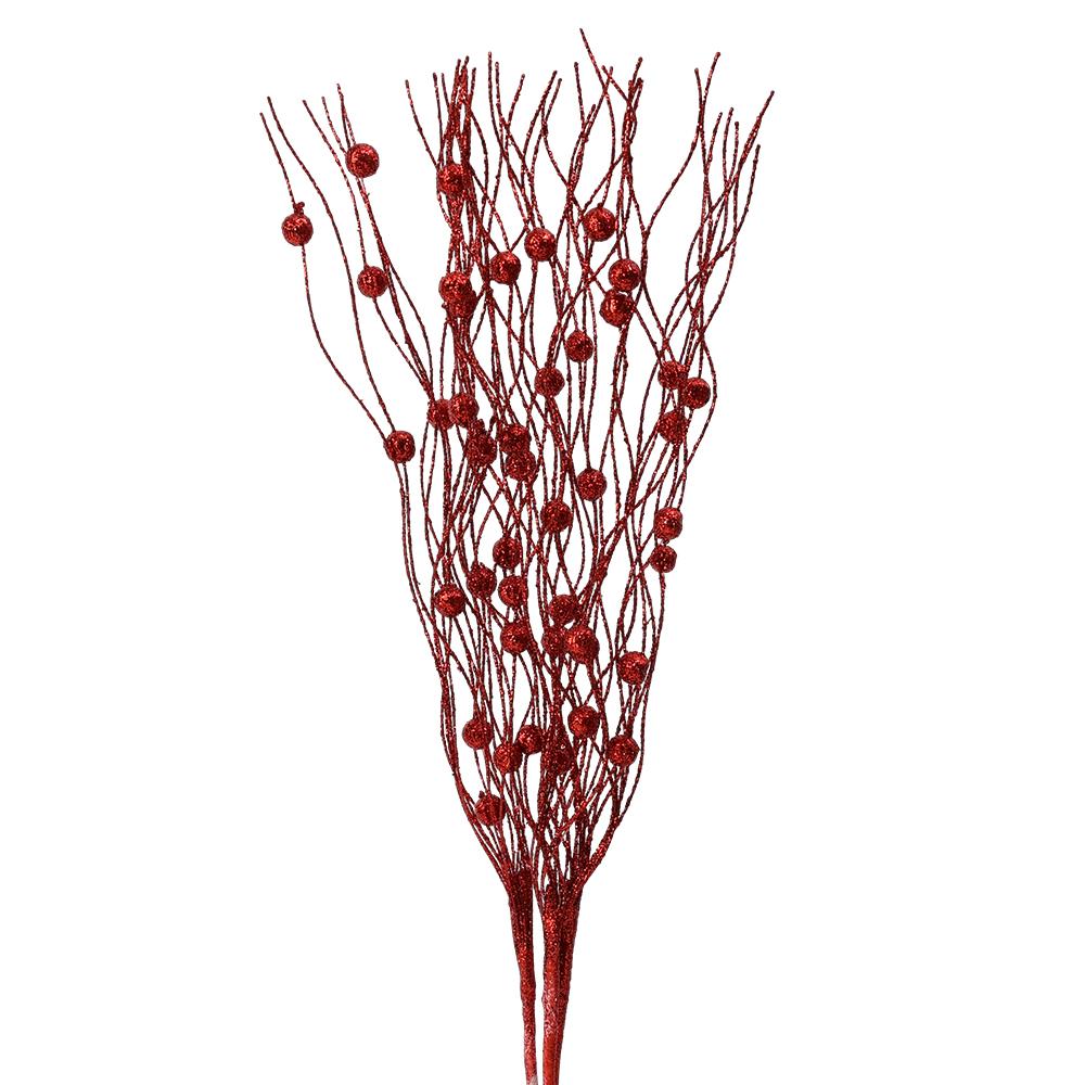 6/1Pcs Artificial Glitter Berry Stem Red Foam Fake Rattan Branch DIY Xmas Tree Ornaments Home New Year Wedding Party Decoration