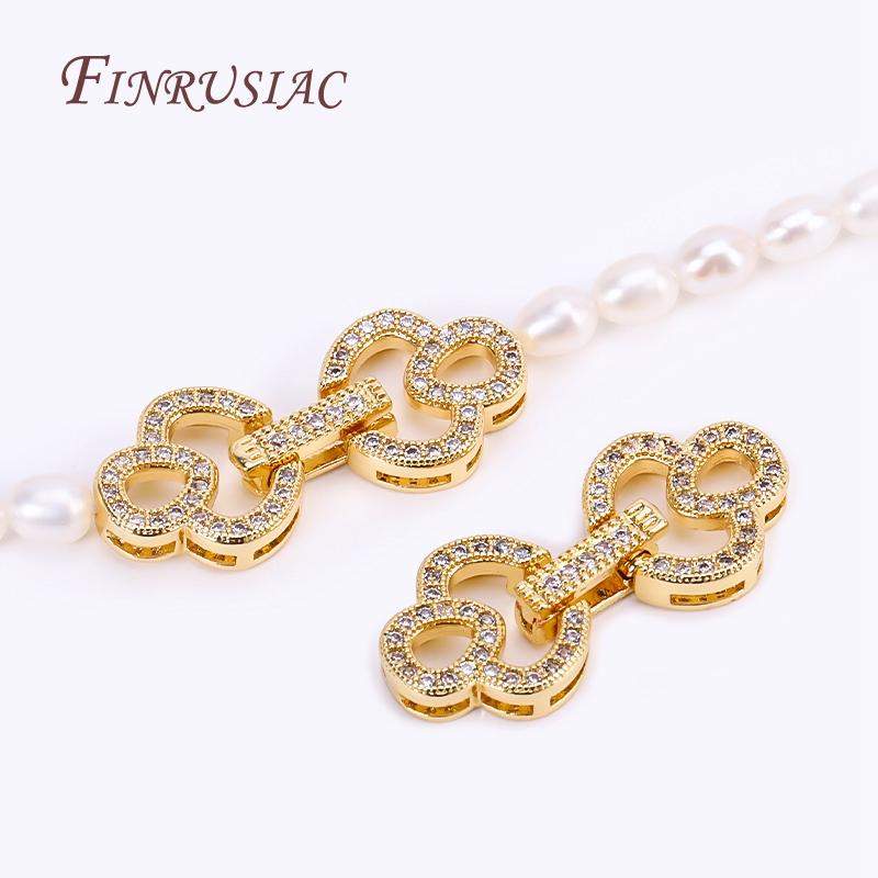 18K Real Gold Plated Connector For Jewelry DIY Necklace Clasps Fasteners Brass With Zircon Locks For Bracelets Accessories