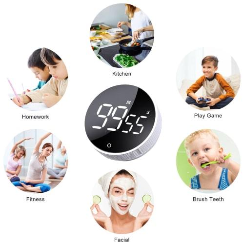 Digital Kitchen Timer, Visual Timer with Large LED Display, Magnetic Countdown Timer for Classrooms, Cooking, Fitness, Baking, Studying, and Teaching,