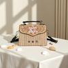 2025 Fashion Design Cherry Pattern Creative Straw Woven Patchwork Small Handbags Cute Crossbody Shoulder Bag Travel Beach Bag